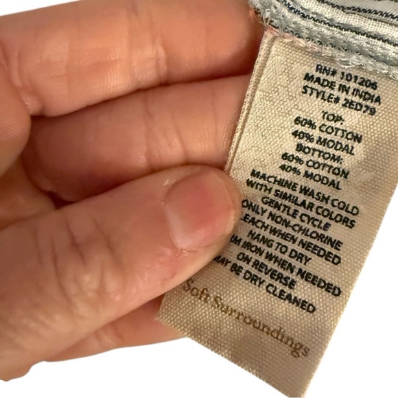 SOFT SURROUNDINGS women’s cotton modal blend light blue pajamas botanical print - Picture 5 of 15